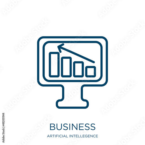 business icon from artificial intellegence and future technology collection. Thin linear business, social, money outline icon isolated on white background. Line vector business sign, symbol for web