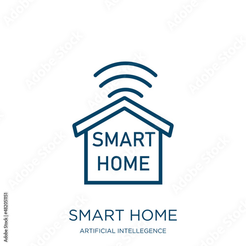 smart home icon from artificial intellegence and future technology collection. Thin linear smart home, smart, control outline icon isolated on white background. Line vector smart home sign, symbol for