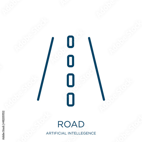 road icon from artificial intellegence and future technology collection. Thin linear road, speed, vehicle outline icon isolated on white background. Line vector road sign, symbol for web and mobile