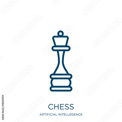chess icon from artificial intellegence and future technology collection. Thin linear chess, collection, game outline icon isolated on white background. Line vector chess sign, symbol for web and