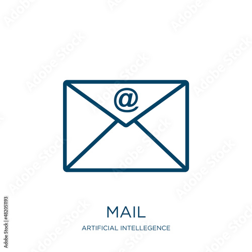 mail icon from artificial intellegence and future technology collection. Thin linear mail, phone, internet outline icon isolated on white background. Line vector mail sign, symbol for web and mobile