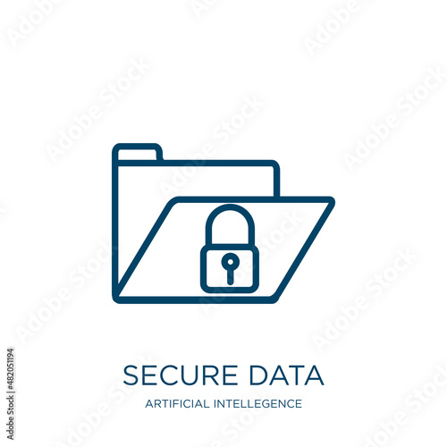 secure data icon from artificial intellegence and future technology collection. Thin linear secure data, data, security outline icon isolated on white background. Line vector secure data sign, symbol