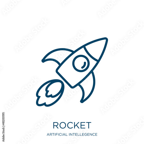 rocket icon from artificial intellegence and future technology collection. Thin linear rocket, ship, space outline icon isolated on white background. Line vector rocket sign, symbol for web and mobile
