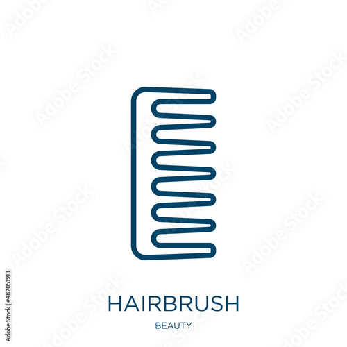 hairbrush icon from beauty collection. Thin linear hairbrush, brush, comb outline icon isolated on white background. Line vector hairbrush sign, symbol for web and mobile