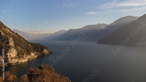 Top view of the west coast of Lake Iseo