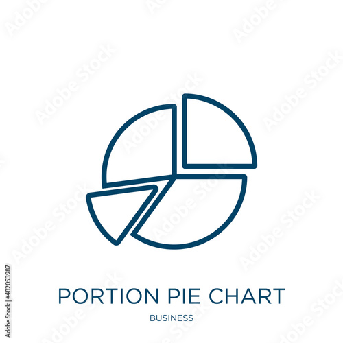 portion pie chart icon from business collection. Thin linear portion pie chart, portion, diagram outline icon isolated on white background. Line vector portion pie chart sign, symbol for web and