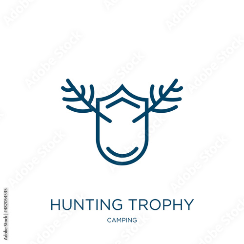 hunting trophy icon from camping collection. Thin linear hunting trophy, trophy, animal outline icon isolated on white background. Line vector hunting trophy sign, symbol for web and mobile