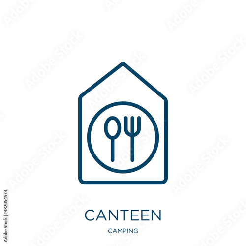 canteen icon from camping collection. Thin linear canteen, restaurant, food outline icon isolated on white background. Line vector canteen sign, symbol for web and mobile