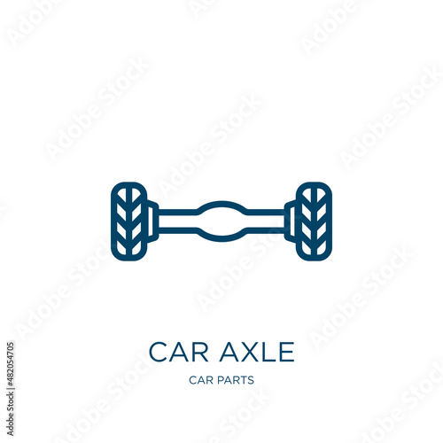 car axle icon from car parts collection. Thin linear car axle, car, axle outline icon isolated on white background. Line vector car axle sign, symbol for web and mobile