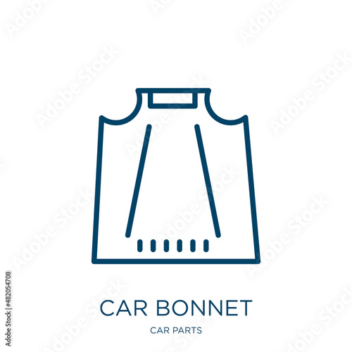 car bonnet icon from car parts collection. Thin linear car bonnet, car, bonnet outline icon isolated on white background. Line vector car bonnet sign, symbol for web and mobile photo