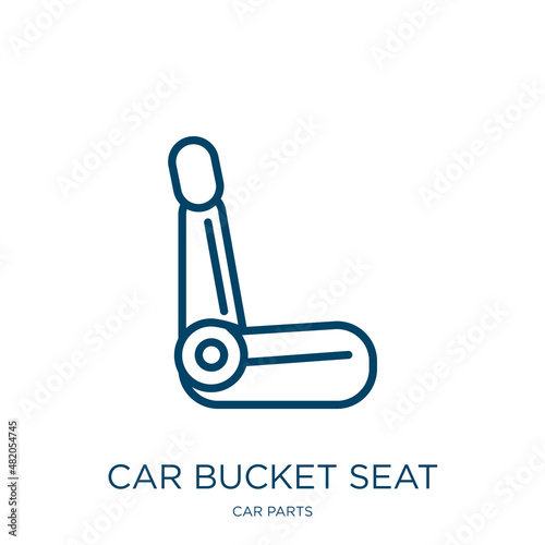 car bucket seat icon from car parts collection. Thin linear car bucket seat, car, wheel outline icon isolated on white background. Line vector car bucket seat sign, symbol for web and mobile