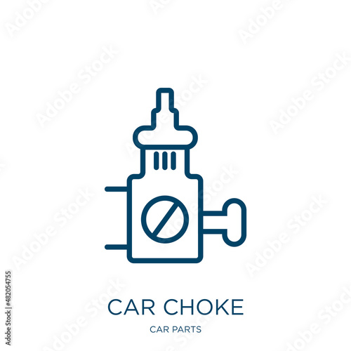 car choke icon from car parts collection. Thin linear car choke, engine, car outline icon isolated on white background. Line vector car choke sign, symbol for web and mobile