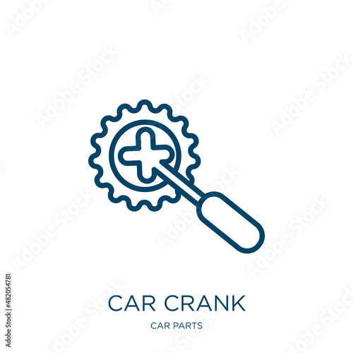 car crank icon from car parts collection. Thin linear car crank, crank, equipment outline icon isolated on white background. Line vector car crank sign, symbol for web and mobile photo