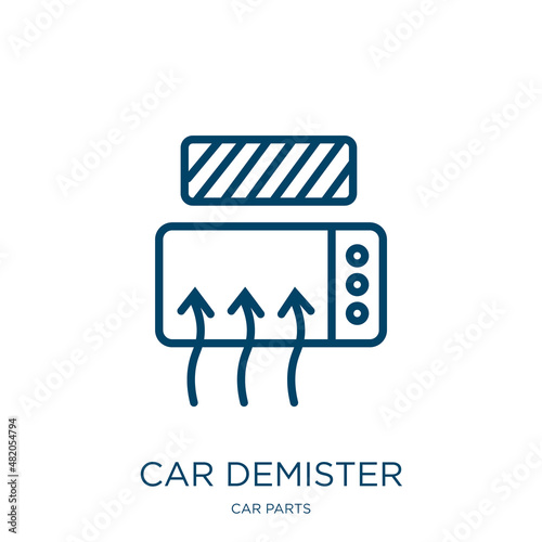 car demister icon from car parts collection. Thin linear car demister, vehicle, car outline icon isolated on white background. Line vector car demister sign, symbol for web and mobile photo