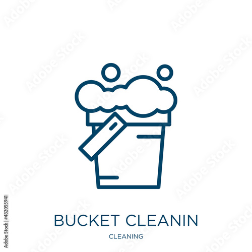 bucket cleanin icon from cleaning collection. Thin linear bucket cleanin, cleanly, house outline icon isolated on white background. Line vector bucket cleanin sign, symbol for web and mobile photo