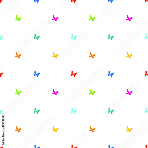 Bright multicolored butterflies on a white background. Seamless background is perfect for fabric  wallpaper  paper  textiles.