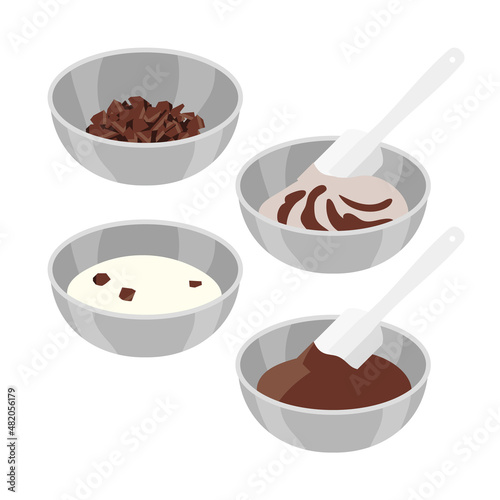チョコレートと生クリームを混ぜ合わせる　ガナッシュ