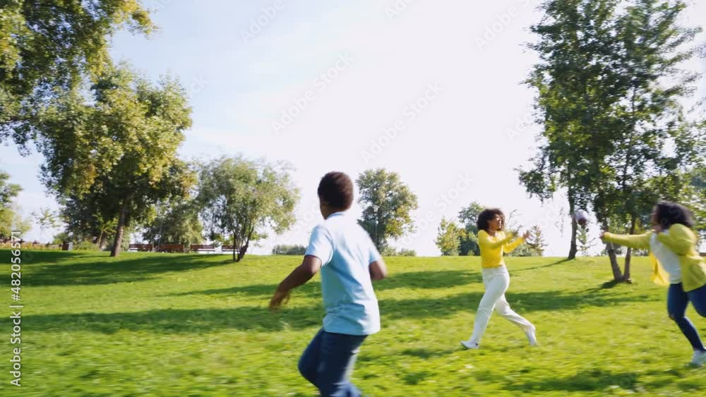 Beautiful happy african american family bonding at the park. Parents, grandparents and kids spending time outdoor playing and having fun Beautiful happy african american family bonding at the park. Parents, grandparents and kids spending time outdoor playing and having fun