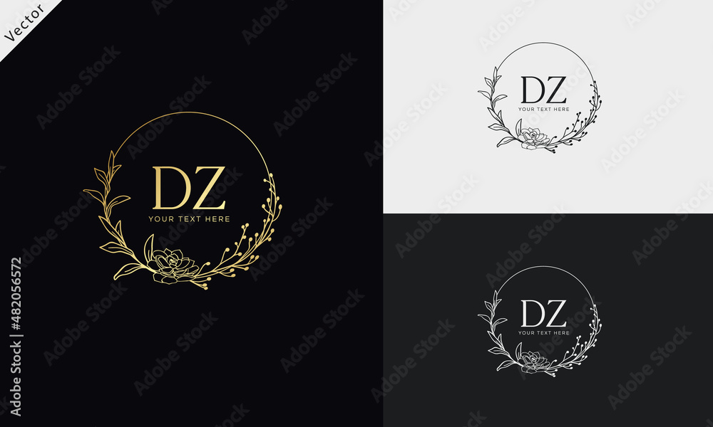 Naklejka premium DZ ZD Signature initial logo template vector