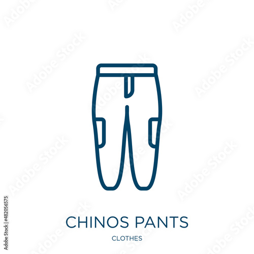 chinos pants icon from clothes collection. Thin linear chinos pants, pants, clothing outline icon isolated on white background. Line vector chinos pants sign, symbol for web and mobile