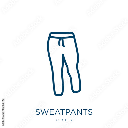 sweatpants icon from clothes collection. Thin linear sweatpants, garment, comfortable outline icon isolated on white background. Line vector sweatpants sign, symbol for web and mobile