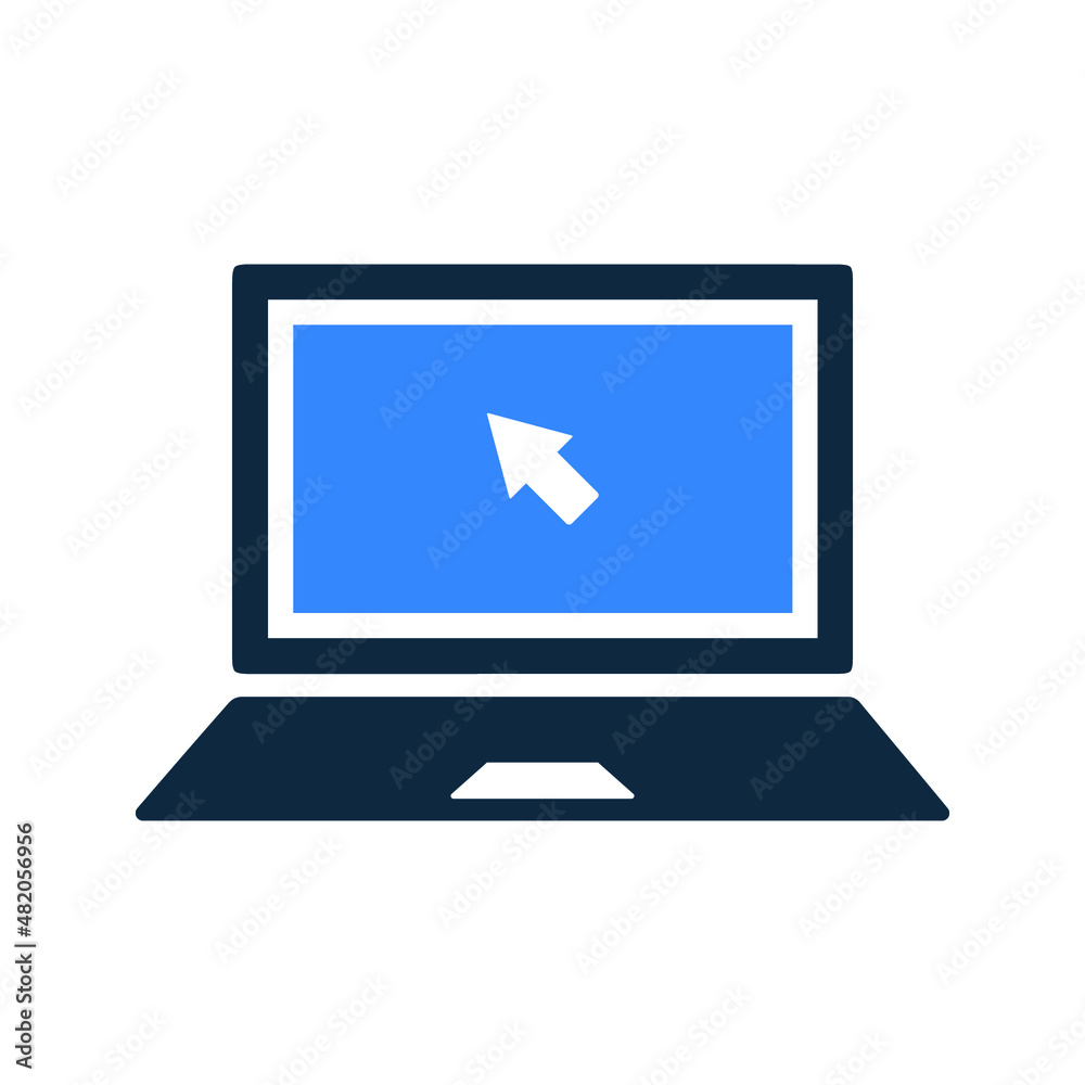 Laptop, click icon. Simple editable vector illustration. Laptop, click icon. Simple editable vector illustration.