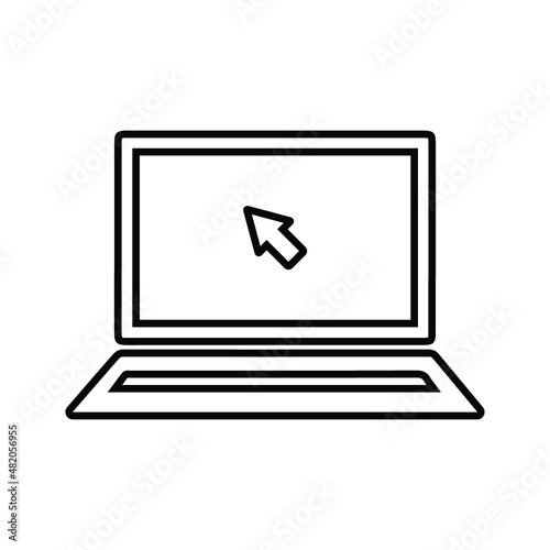 Laptop, notebook outline icon. Line art vector.