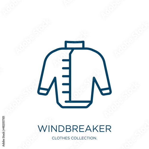 windbreaker icon from clothes collection. Thin linear windbreaker, fashion, windbreak outline icon isolated on white background. Line vector windbreaker sign, symbol for web and mobile photo