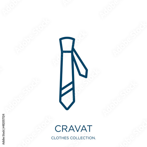 cravat icon from clothes collection. Thin linear cravat, necktie, shirt outline icon isolated on white background. Line vector cravat sign, symbol for web and mobile