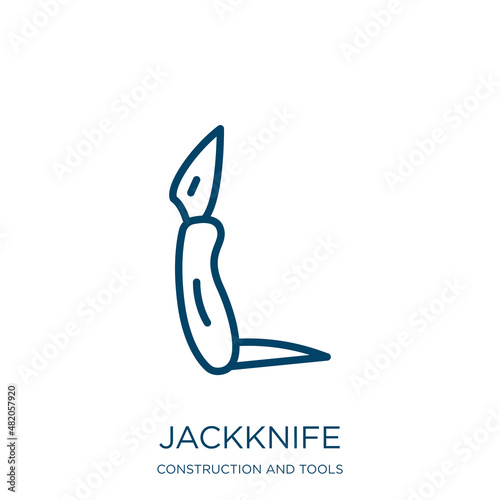 jackknife icon from construction and tools collection. Thin linear jackknife, nature, collection outline icon isolated on white background. Line vector jackknife sign, symbol for web and mobile