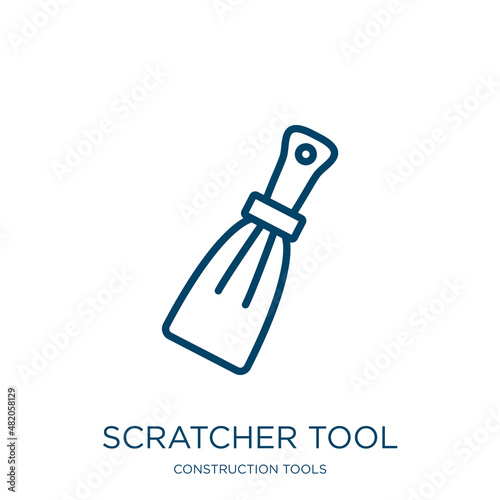 scratcher tool icon from construction tools collection. Thin linear scratcher tool, equipment, tool outline icon isolated on white background. Line vector scratcher tool sign, symbol for web and