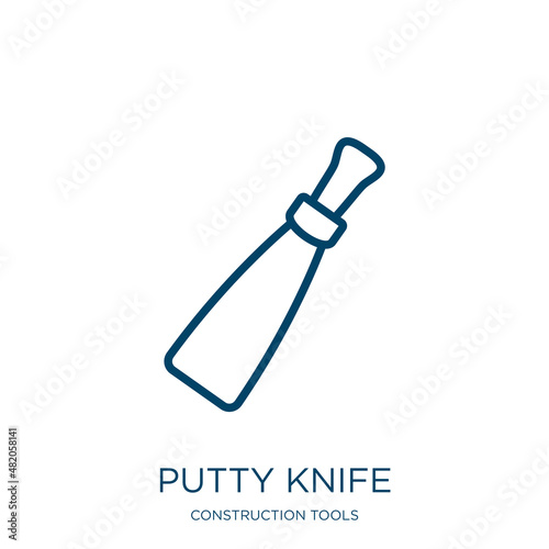 putty knife icon from construction tools collection. Thin linear putty knife, equipment, construction outline icon isolated on white background. Line vector putty knife sign, symbol for web and mobile