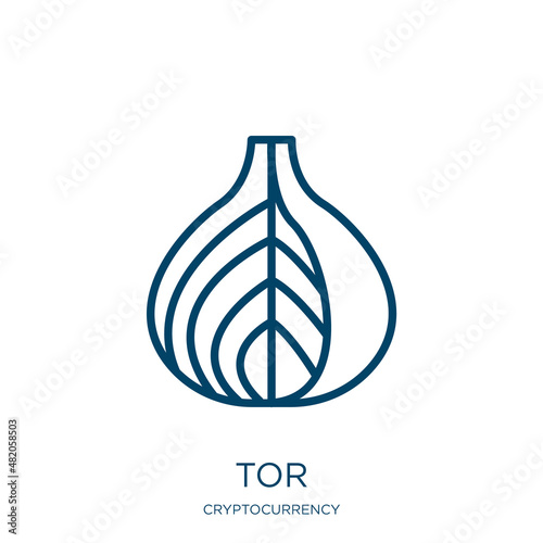 tor icon from cryptocurrency collection. Thin linear tor, emblem, collection outline icon isolated on white background. Line vector tor sign, symbol for web and mobile photo