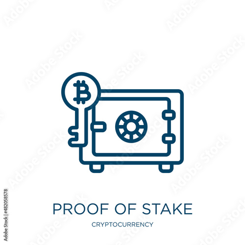 proof of stake icon from cryptocurrency collection. Thin linear proof of stake, protocol, proof outline icon isolated on white background. Line vector proof of stake sign, symbol for web and mobile photo
