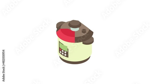 Multi cooker icon animation best cartoon object on white background photo