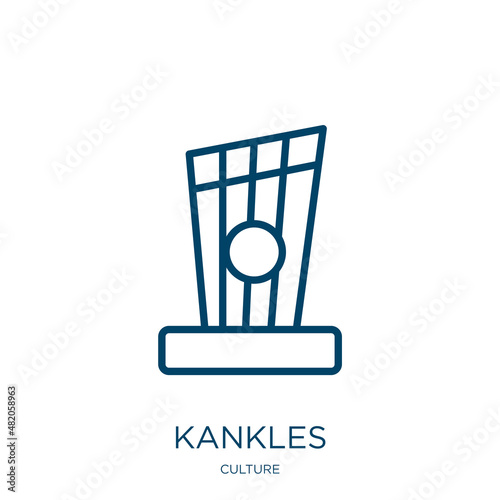 kankles icon from culture collection. Thin linear kankles, traditional, instrument outline icon isolated on white background. Line vector kankles sign, symbol for web and mobile