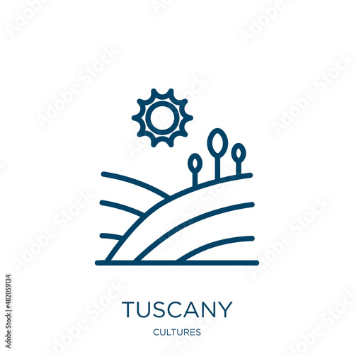 tuscany icon from cultures collection. Thin linear tuscany, italy, city outline icon isolated on white background. Line vector tuscany sign, symbol for web and mobile