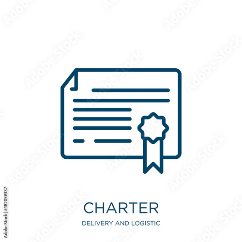 charter icon from delivery and logistic collection. Thin linear charter, business, service outline icon isolated on white background. Line vector charter sign, symbol for web and mobile