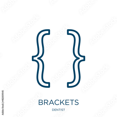 brackets icon from dentist collection. Thin linear brackets, bracket, quote outline icon isolated on white background. Line vector brackets sign, symbol for web and mobile