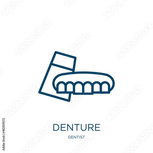 denture icon from dentist collection. Thin linear denture, implant, mouth outline icon isolated on white background. Line vector denture sign, symbol for web and mobile