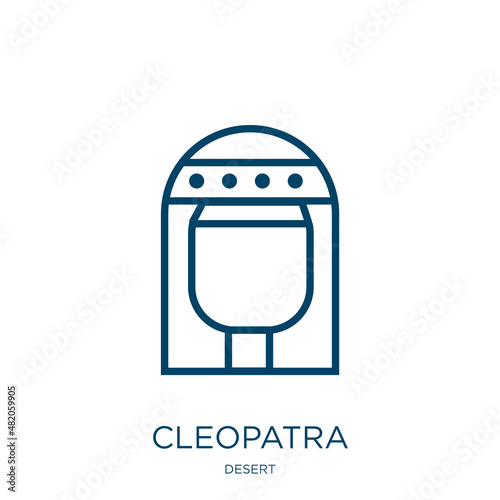 cleopatra icon from desert collection. Thin linear cleopatra, pharaoh, history outline icon isolated on white background. Line vector cleopatra sign, symbol for web and mobile