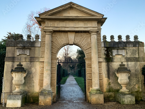 Chiswick House and Gardens. Inigo Jones Gateway (1738) at beautiful park in Burlington Lane, Chiswick, London Borough of Hounslow, England. photo