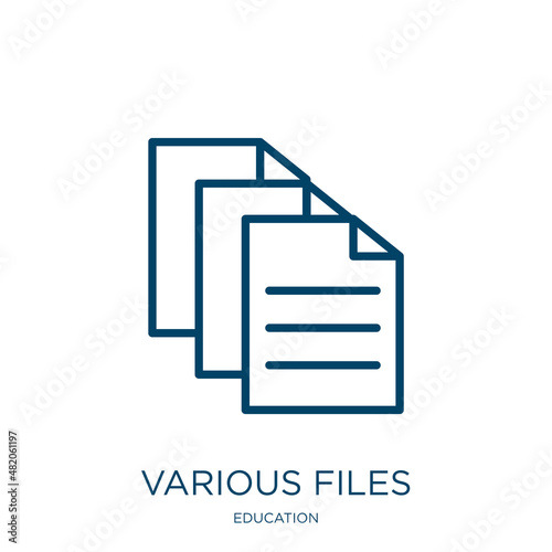 various files icon from education collection. Thin linear various files, mail, collection outline icon isolated on white background. Line vector various files sign, symbol for web and mobile