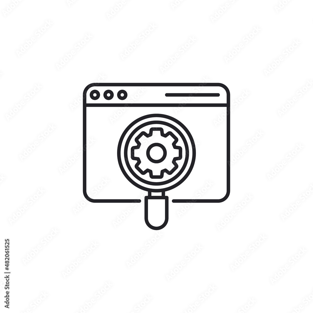 Website with setting cogwheel vector icon. Website setting line outline icon Website with setting cogwheel vector icon. Website setting line outline icon
