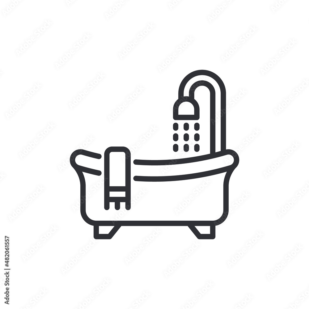 Bathub and Shower Icon Vector. Illustration Vector graphic of bathub icon. Bathroom Element Symbol Bathub and Shower Icon Vector. Illustration Vector graphic of bathub icon. Bathroom Element Symbol