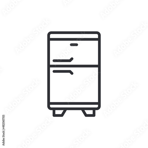 Freezer storage symbol. Quality design element. Linear style refrigerator icon. Vector. refrigerator line icon. fridge freezer refrigerator condenser icon line black on white background