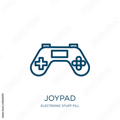 joypad icon from electronic stuff fill collection. Thin linear joypad, game, gamepad outline icon isolated on white background. Line vector joypad sign, symbol for web and mobile