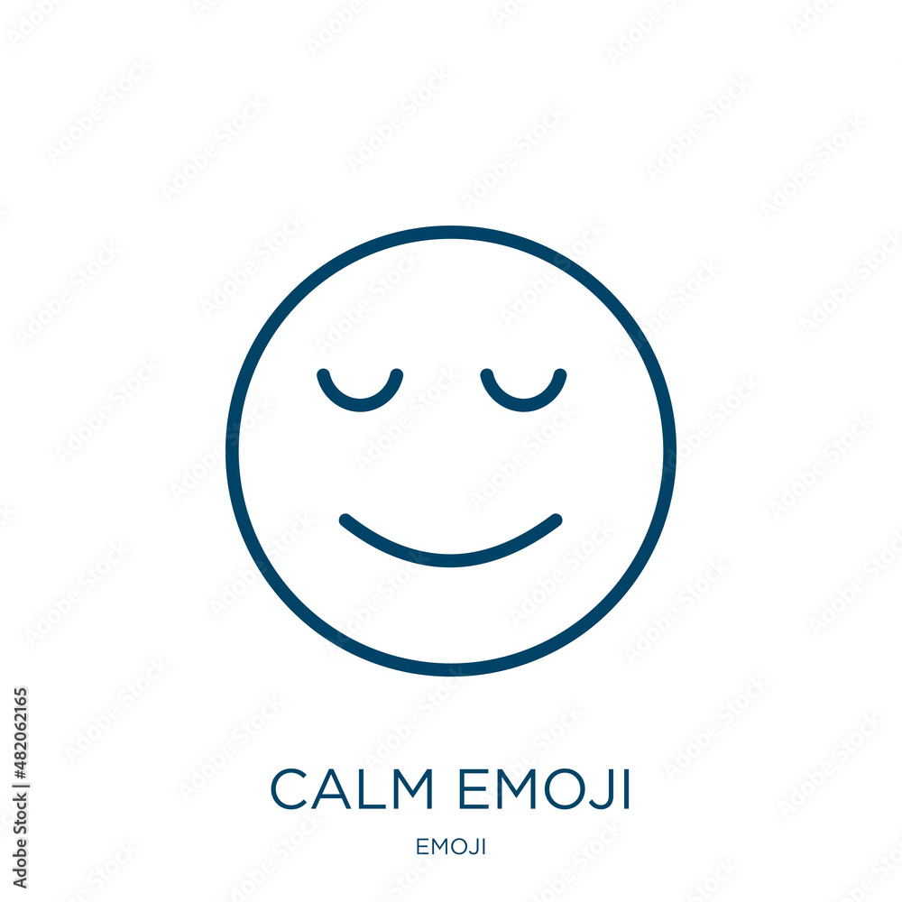 calm emoji icon from emoji collection. Thin linear calm emoji, emoticon