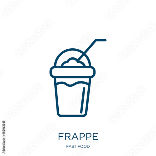 frappe icon from fast food collection. Thin linear frappe, milk, drink outline icon isolated on white background. Line vector frappe sign, symbol for web and mobile