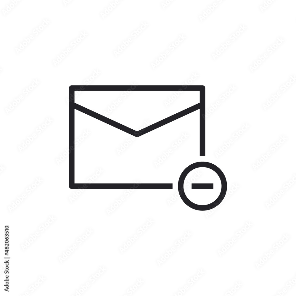 Unsubscribe thin line icon envelope with minus. Modern vector illustration. Mail remove line icon Unsubscribe thin line icon envelope with minus. Modern vector illustration. Mail remove line icon